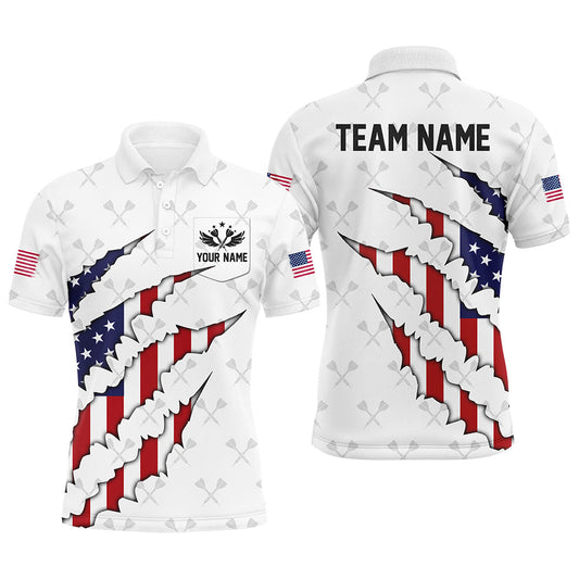 Maxcorners American Flag Darts Shirt With Pocket Custom Dart Team Jersey Polo & 1/4 Zip LM2602