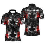 Maxcorners Canada Flag Smoke 8 Ball Pattern Billiard Jersey Customized Name, Team Name 3D Polo Shirt