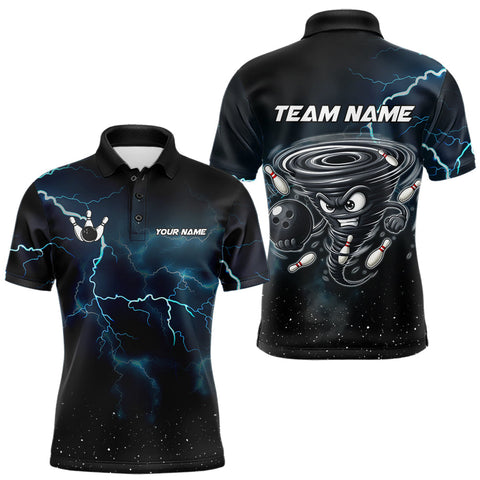 Maxcorners Personalized Thunder Lightning Tornado Funny Bowling Shirt For Men Custom Bowling Team Jersey MT2009