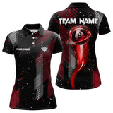 Maxcorners Grunge Black And Red 8 Ball Pool Lights Men'S Billiard Shirts Custom Billiard Jersey Polo & 1/4 Zip