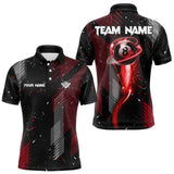 Maxcorners Grunge Black And Red 8 Ball Pool Lights Men'S Billiard Shirts Custom Billiard Jersey Polo & 1/4 Zip