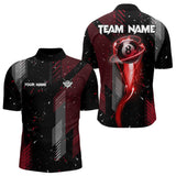 Maxcorners Grunge Black And Red 8 Ball Pool Lights Men'S Billiard Shirts Custom Billiard Jersey Polo & 1/4 Zip