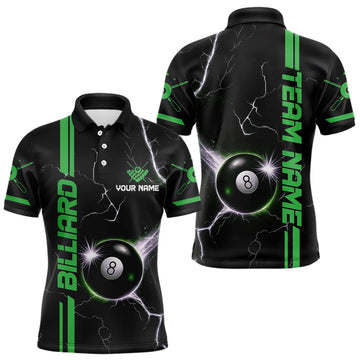 Maxcorners Personalized Green 8 Ball Thunder Lightning Billiard Shirt For Men Custom Pool Team League Jersey LM1203