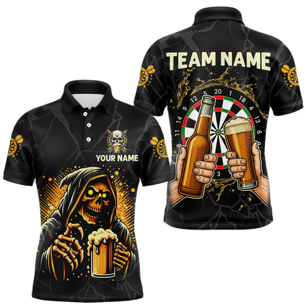 Maxcorners Funny Darts And Beer Grim Reaper Darts Shirt For Men Custom Drinking Darts Team Jersey Outfit LM2509