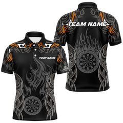 Maxcorners Personalized Darts Tournament Jerseys For Men Custom Dartboard Fire Flame Darts Shirts |Orange