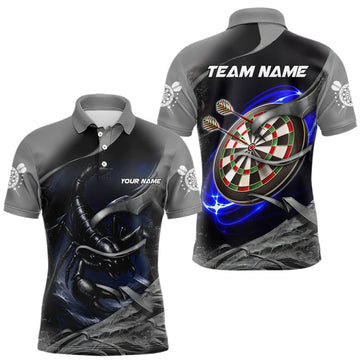 Maxcorners Personalized Funny Scorpion Darts Shirt For Men Custom Darts Team Shirt Jersey Polo & 1/4 Zip LM1903