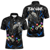 Maxcorners Personalized 8 Ball Dragon Billiard Shirt For Men, Billiard Team Jersey Polo & 1/4 Zip |Blue MT2510