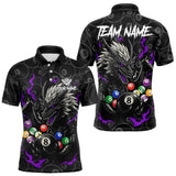 Maxcorners Personalized 8 Ball Dragon Billiard Shirt For Men, Billiard Team Jersey Polo & 1/4 Zip |Purple MT2510