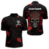 Maxcorners Black And Red Paint Skull Dart Shirts For Men Custom Dart Jerseys, Darts Team Shirt Polo & 1/4 Zip LM1625