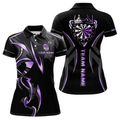 Maxcorners Black And Purple Dartboard Crown Dart Shirts For Women Custom Dart Jersey Team Polo & Quarter Zip