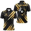 Maxcorners Black And Gold Scratch Billiard Shirts For Men Custom 8 Ball Crown Pool Team Jersey Polo & 1/4 Zip LM1625