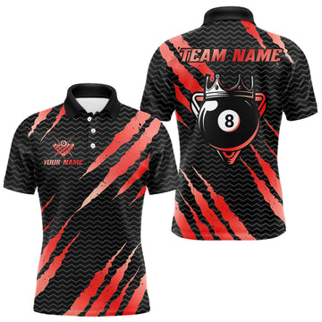 Maxcorners Black And Red Scratch Billiard Shirts For Men Custom 8 Ball Crown Pool Team Jersey Polo & 1/4 Zip LM1625