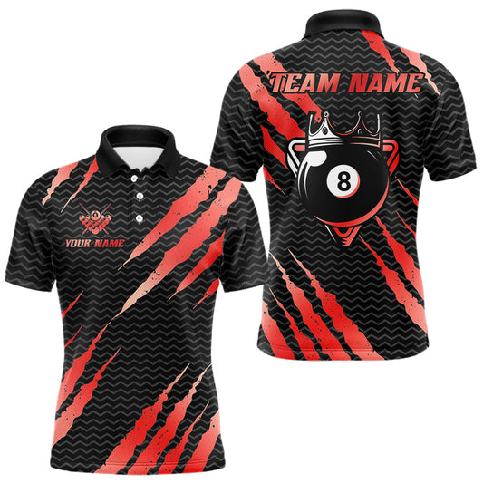 Maxcorners Black And Red Scratch Billiard Shirts For Men Custom 8 Ball Crown Pool Team Jersey Polo & 1/4 Zip LM1625