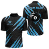 Maxcorners Black And Blue Scratch Billiard Shirts For Men Custom 8 Ball Crown Pool Team Jersey Polo & 1/4 Zip LM1625