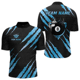 Maxcorners Black And Blue Scratch Billiard Shirts For Men Custom 8 Ball Crown Pool Team Jersey Polo & 1/4 Zip LM1625
