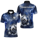 Maxcorners Personalized Blue Thunder Lightning 8 Ball Billiard Shirt For Men Custom Pool Team Jerseys LM2707