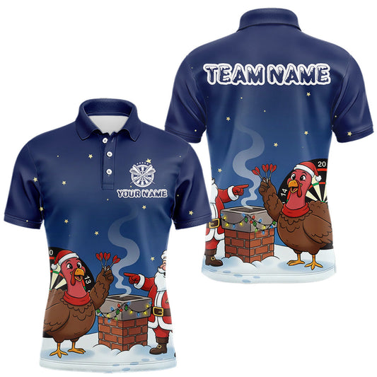 Maxcorners Funny Santa And Turkey Custom Darts Shirt For Men, Christmas Darts Shirt Gift For Darts Lover LM1903