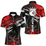 Maxcorners Black And Red 8 Ball Crown Men's Billiard Shirts Custom Billiards Jerseys, Pool League Team Shirts TU2710