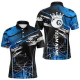 Maxcorners Black And Blue 8 Ball Crown Men's Billiard Shirts Custom Billiards Jerseys, Pool League Team Shirt TU2710