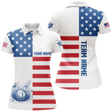 Maxcorners Personalized American Flag Billiard Polo Shirts Custom Name Patriotic Pool Player Shirts For Men LM154