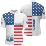 Maxcorners Personalized American Flag Billiard Polo Shirts Custom Name Patriotic Pool Player Shirts For Men LM154