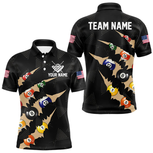 Maxcorners Personalized Scratch 8 Ball Billiard Shirt For Men Custom Pool Jersey, Billiard Team Shirt |Black LM2602
