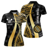 Maxcorners Personalized Black And Golden Tribal Dart Shirts For Men Custom Dart Jersey Team Polo & 1/4 ZipMT0306