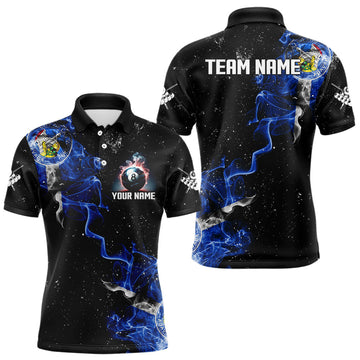 Maxcorners Personalized Grunge Las Vegas Flag Smoke Billiard Shirt For Men Custom 8 Ball Pool Team Jerseys LM1203