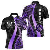 Maxcorners Personalized Black And Purple Tribal Dart Shirts For Men Custom Darts Jersey Team Polo & 1/4 Zip LM0210