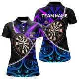 Maxcorners Neon Purple Blue Tribal Pattern Dart Shirts For Men Custom Dart Jerseys Team Polo & Quarter Zip