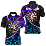 Maxcorners Neon Purple Blue Tribal Pattern Dart Shirts For Men Custom Dart Jerseys Team Polo & Quarter Zip