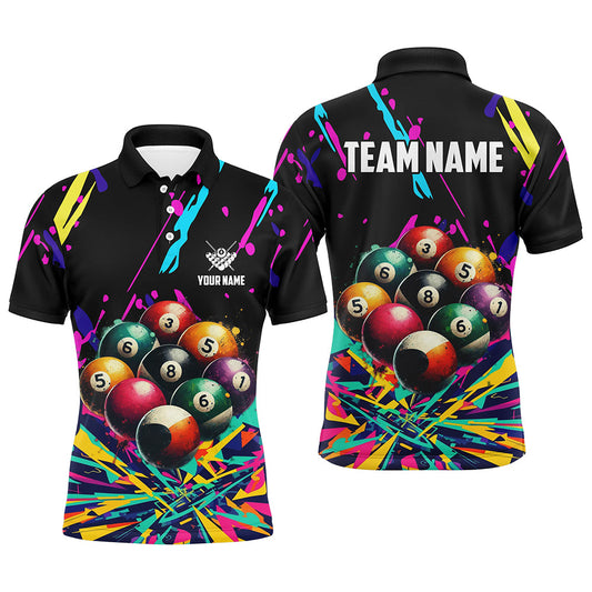 Maxcorners Personalized Colorful Billiard Balls 3D Printed Shirts For Men Custom Unique Billiard Apparel