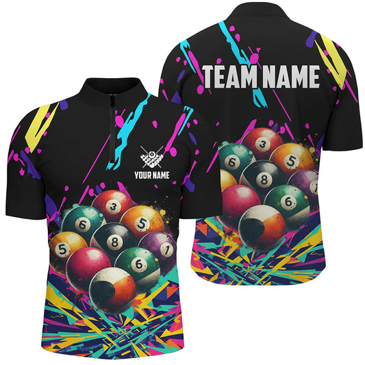 Maxcorners Personalized Colorful Billiard Balls 3D Printed Shirts For Men Custom Unique Billiard Apparel