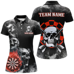 Maxcorners Personalized Red Darts Smoke Skull Dart Shirts Custom Darts Board Fire Flame Dart Team Jersey