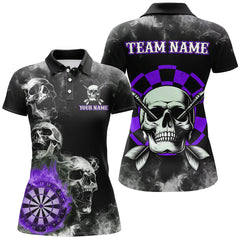 Maxcorners Personalized Purple Darts Smoke Skull Dart Shirt Custom Dart Board Fire Flame Dart Team Jersey