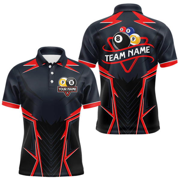 Maxcorners Billiard Jerseys For Women  & Men Custom Polo & 1/4 Zip Billiard Team Shirt, 8 Ball & 9 Ball Pool Shirt|Red