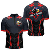 Maxcorners Billiard Jerseys For Women  & Men Custom Polo & 1/4 Zip Billiard Team Shirt, 8 Ball & 9 Ball Pool Shirt|Red