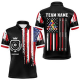 Maxcorners Personalized Grunge American Flag 9 Ball Pool Team Shirt For Men Custom Patriotic Billiard Shirts TU0309