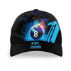 Maxcorners Billiard 8 Ball Flame Blue Version Personalized Name 3D Cap