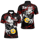 Maxcorners Personalized 9 Ball Pool Wolf Billiard Shirts For Men, Billiard League Jersey Polo & 1/4 Zip |Red LM0210
