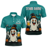 Maxcorners Funny Ghostly Beer Halloween Golf Polo Shirt For Men Custom Halloween Ladies Golf Outfit MT0410