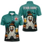 Maxcorners Funny Ghostly Beer Bowling Halloween Shirt For Men Custom Bowling Team Jersey Outfit MT0410