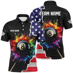 Maxcorners Colorful Paint 8 Ball Pool Shirts Men And Women Billiards Polo & 1/4 Zip Shirts Billiard Team Jerseys