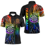 Maxcorners Personalized Rainbow Colorful Break Glass Mens Dart Shirts Custom Darts Jersey Team Polo & 1/4 Zip TU0411