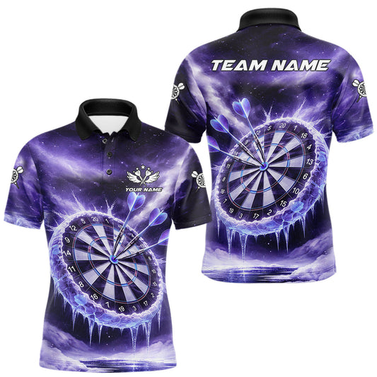 Maxcorners Personalized Purple Dartboard Icy Darts Shirt For Men Custom Darts Jersey Team Polo & 1/4 Zip