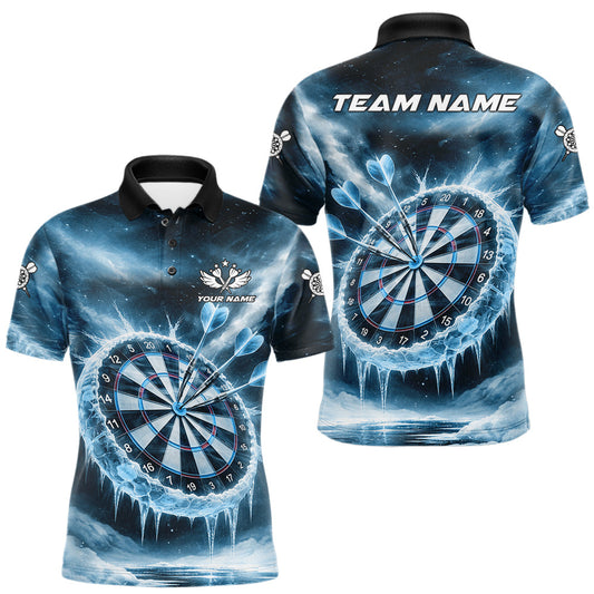 Maxcorners Personalized Blue Dartboard Icy Darts Shirt For Men Custom Darts Jersey Team Polo & 1/4 Zip