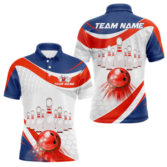 Maxcorners Personalized Bowling Polo & 1/4 Zip For Men Custom Bowling Tournament Team Jersey LM0404