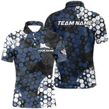 Maxcorners Personalized Blue And White Hive Billiard Shirts For Men Custom Grunge Retro Billiard Jerseys