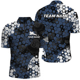 Maxcorners Personalized Blue And White Hive Billiard Shirts For Men Custom Grunge Retro Billiard Jerseys