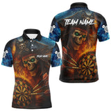 Maxcorners Personalized Pirate Fire Flame Darts Shirt For Men Custom Skull Darts Jersey Team Polo & 1/4 Zip LM0910